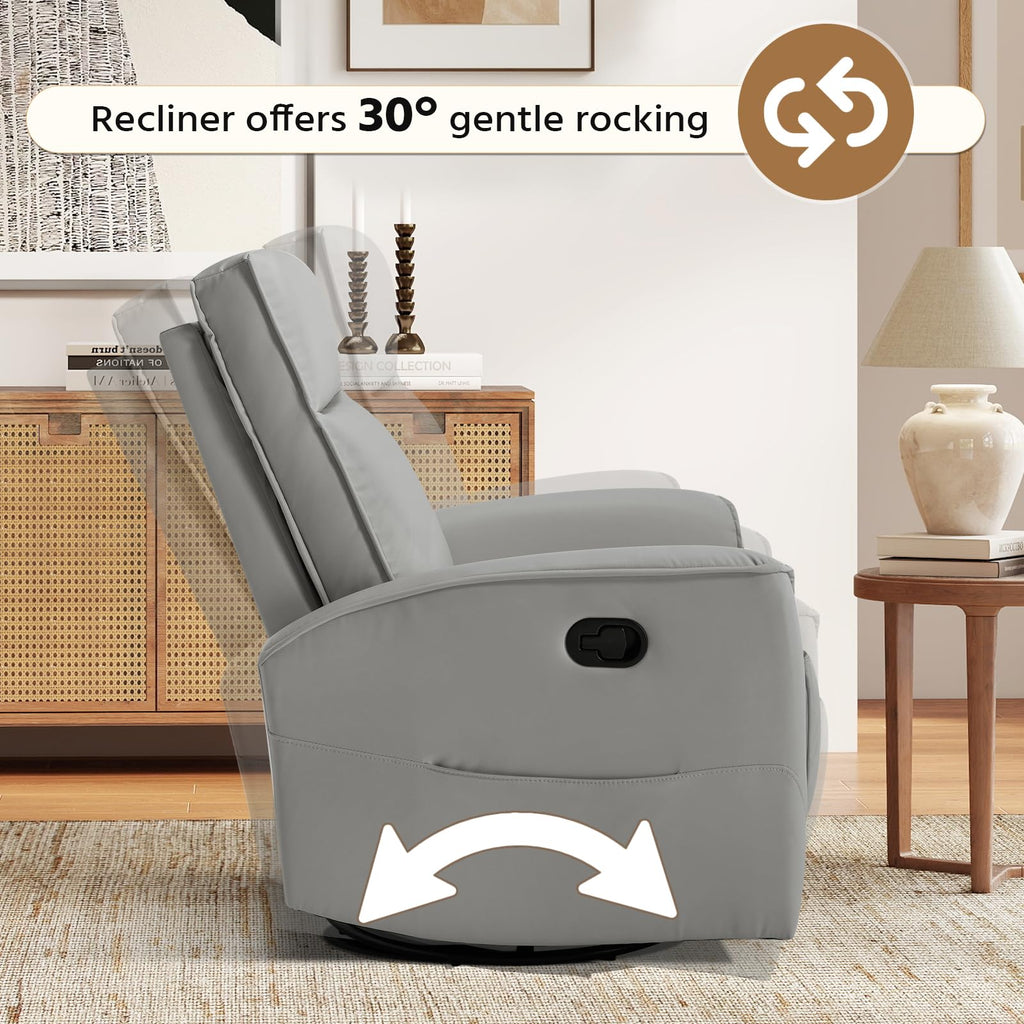 Manual Faux Leather Swivel Rocker Recliner Chair G154522