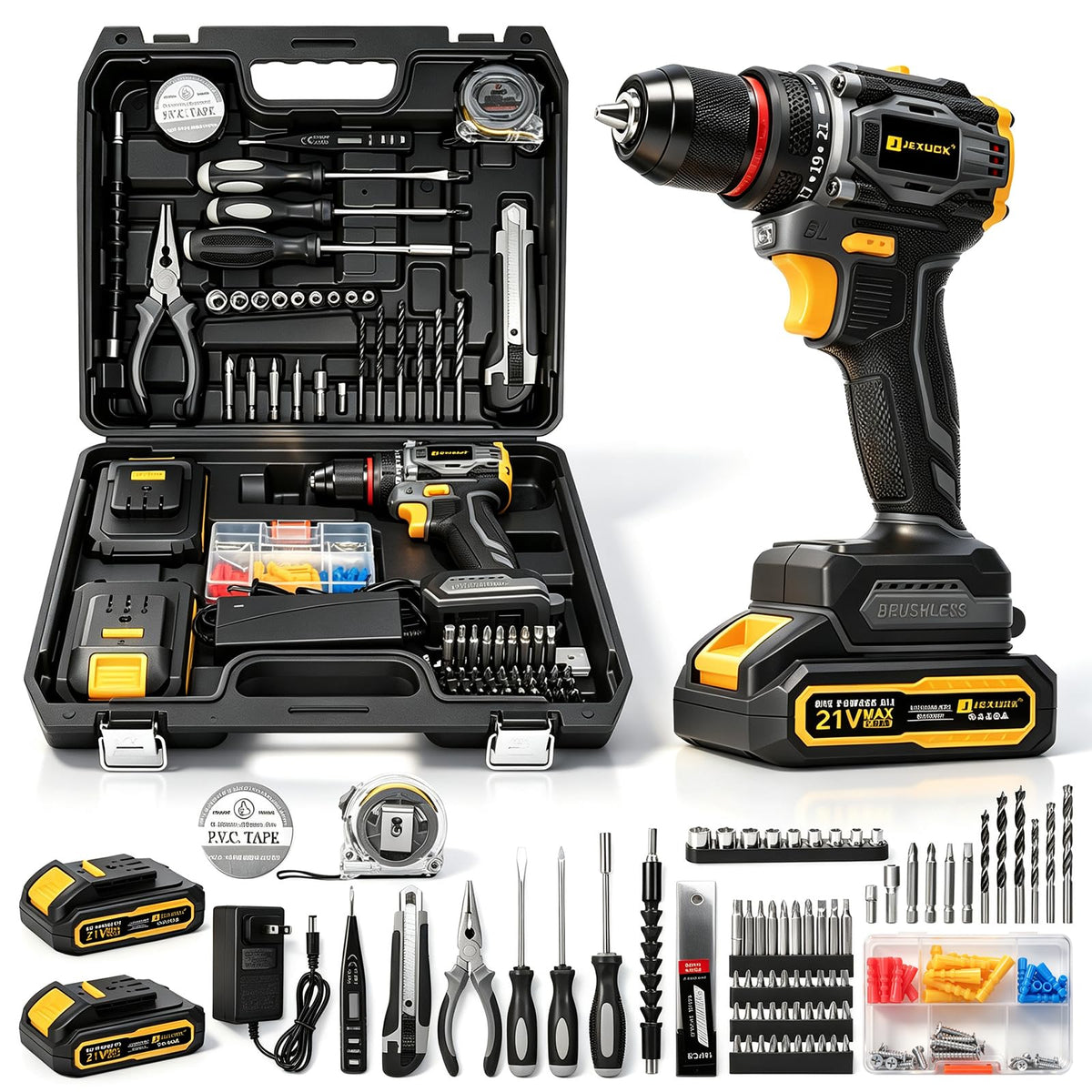 Cordless Drill Set 21V Brushless with 2 x 2.0Ah Battery U797128