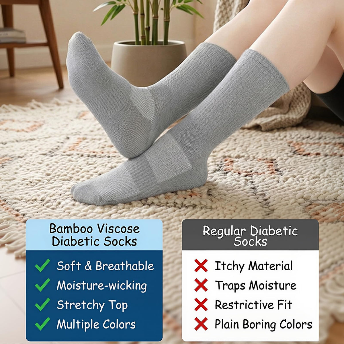 Bamboo Viscose Diabetic Socks for Women J604343