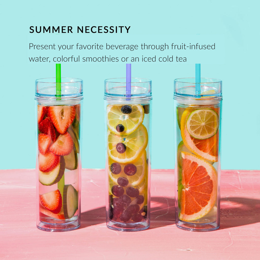 Clear 16oz Insulated Double Wall Acrylic Tumbler with Lid and Straw Z55370