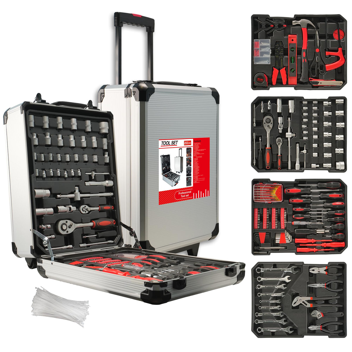515 Pcs Household Tool Kit Aluminum Trolley Case E80422