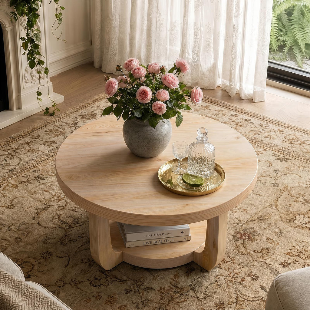 Round 2-Tier Coffee Table with Storage S6589