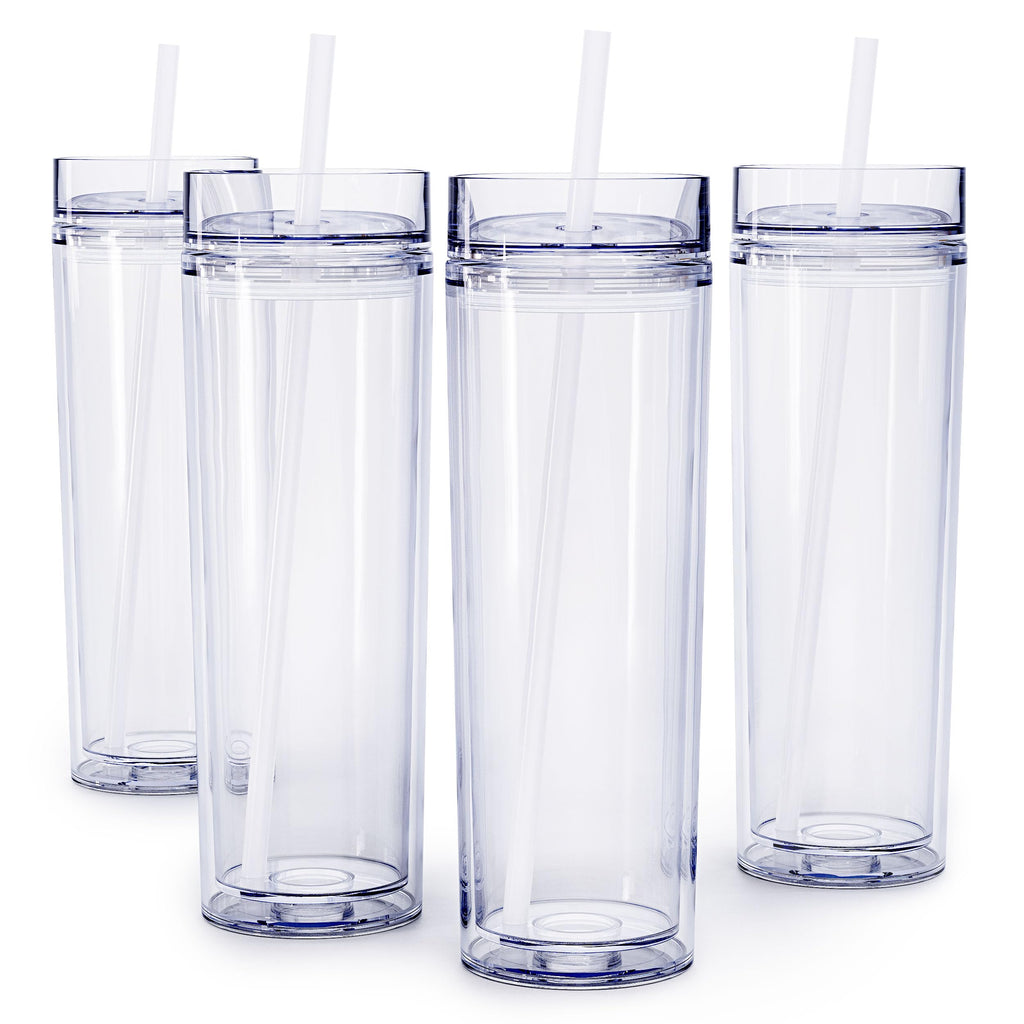 Clear 16oz Insulated Double Wall Acrylic Tumbler with Lid and Straw Z55370