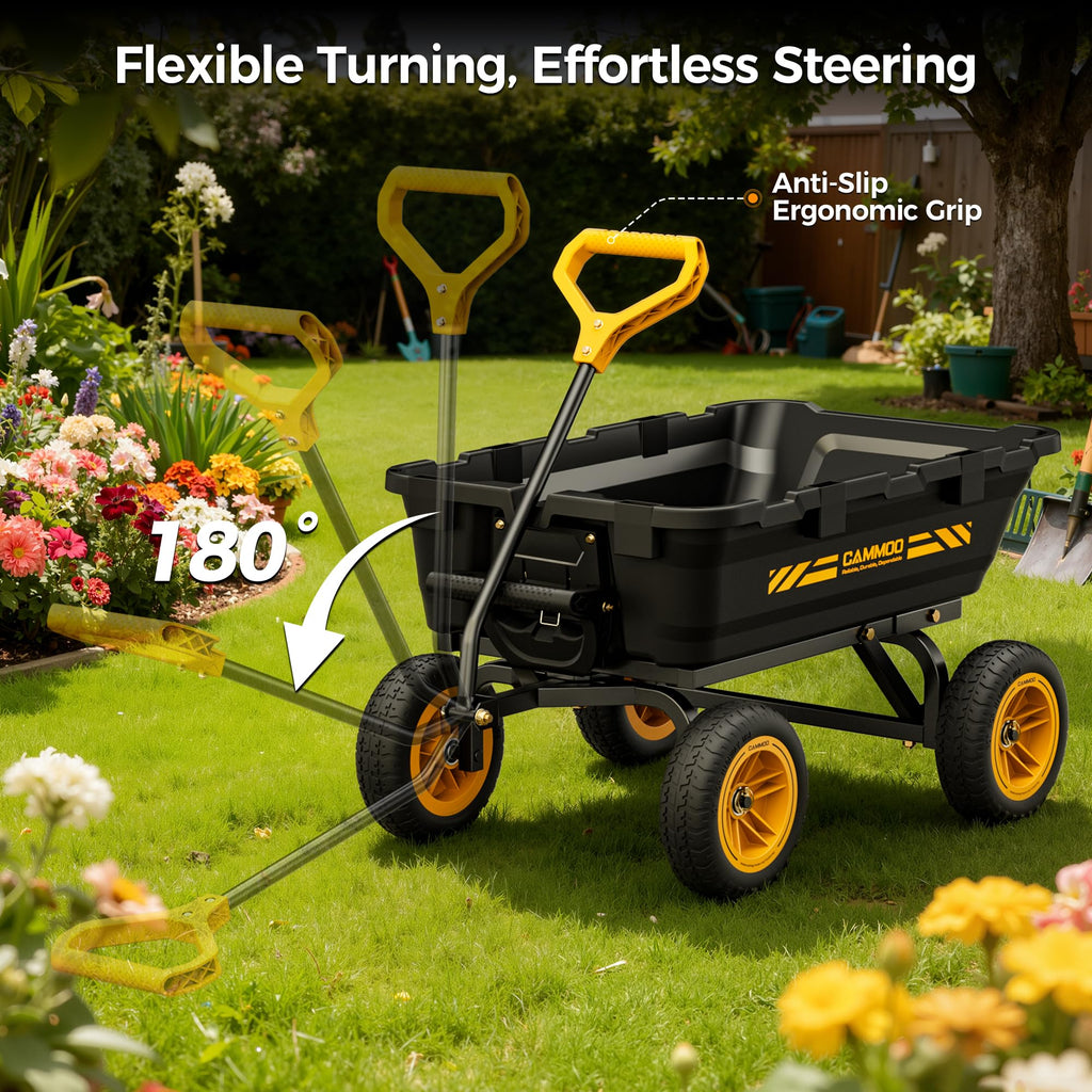 10-in No-Flat Tires Garden Dump Cart Wheelbarrow V794