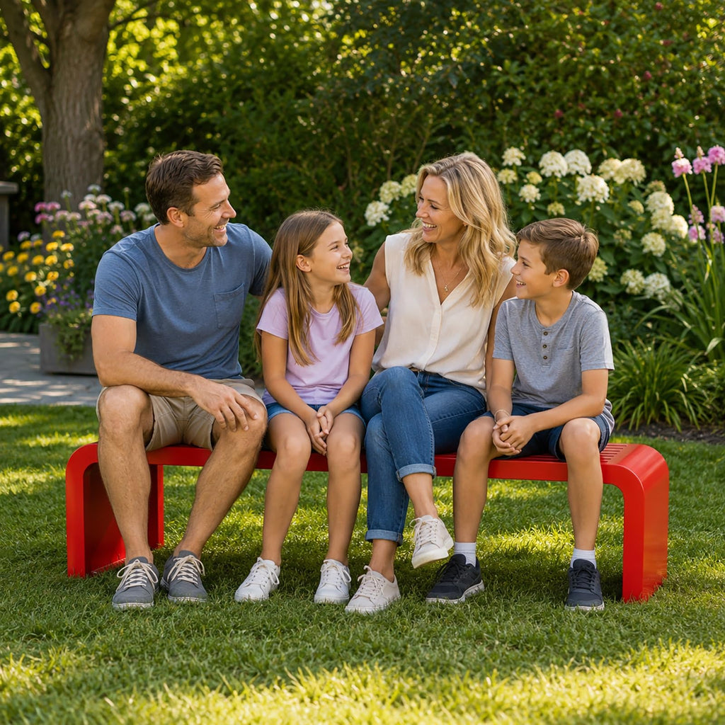Red Metal Outdoor Patio Garden Bench 660lbs 39in U596