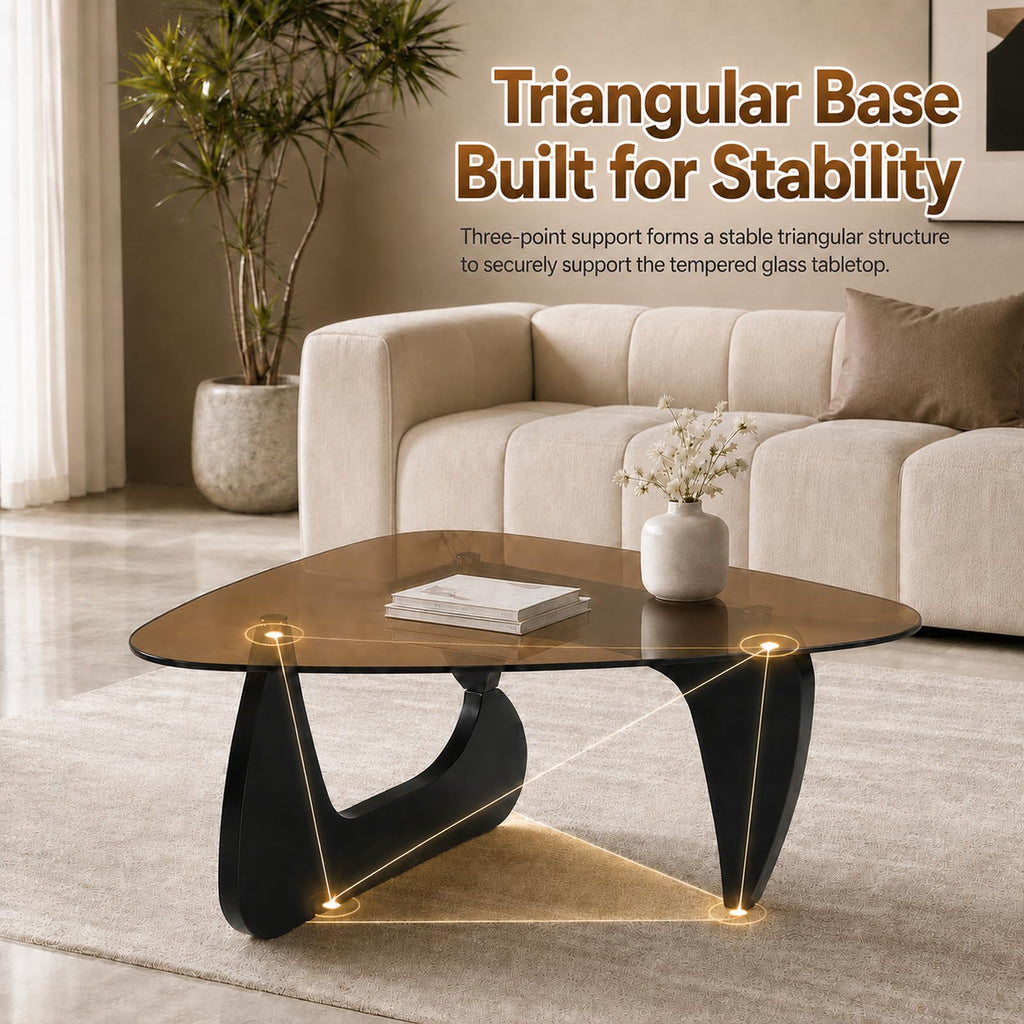 Glass Coffee Table with Black Wood Base L122