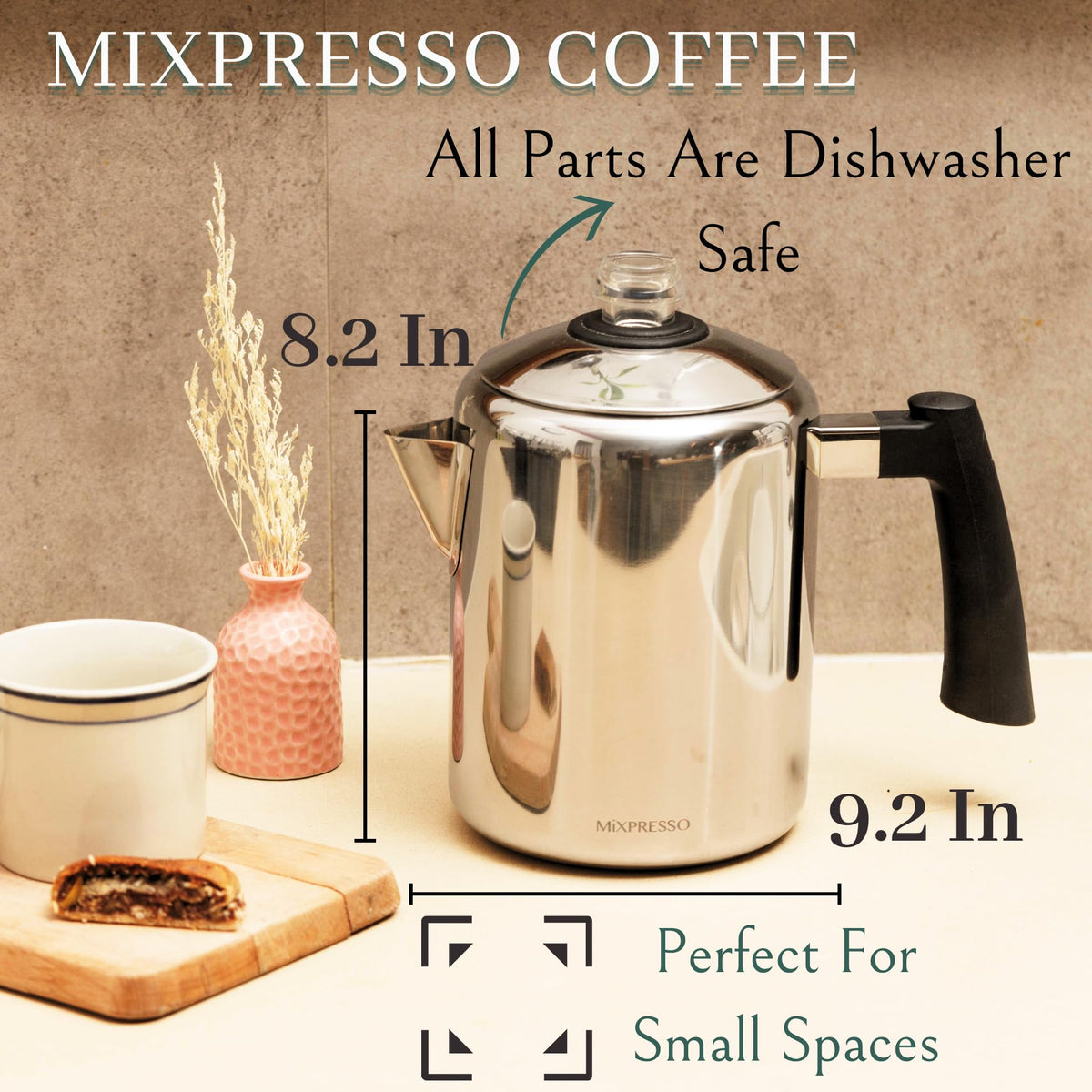 5-8 Cup Stainless Steel Stovetop Coffee Percolator N557312