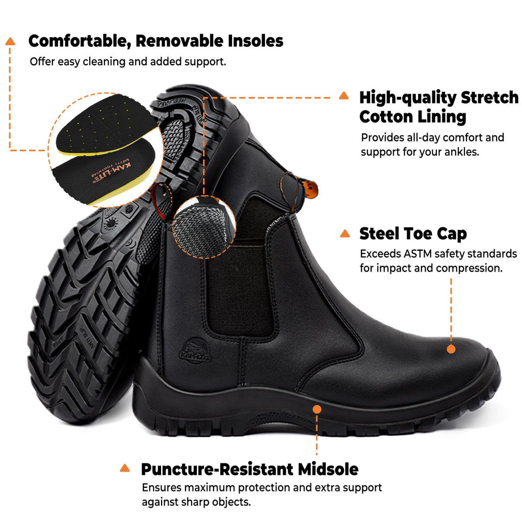 Slip On Steel Toe Waterproof Work Boots W892701