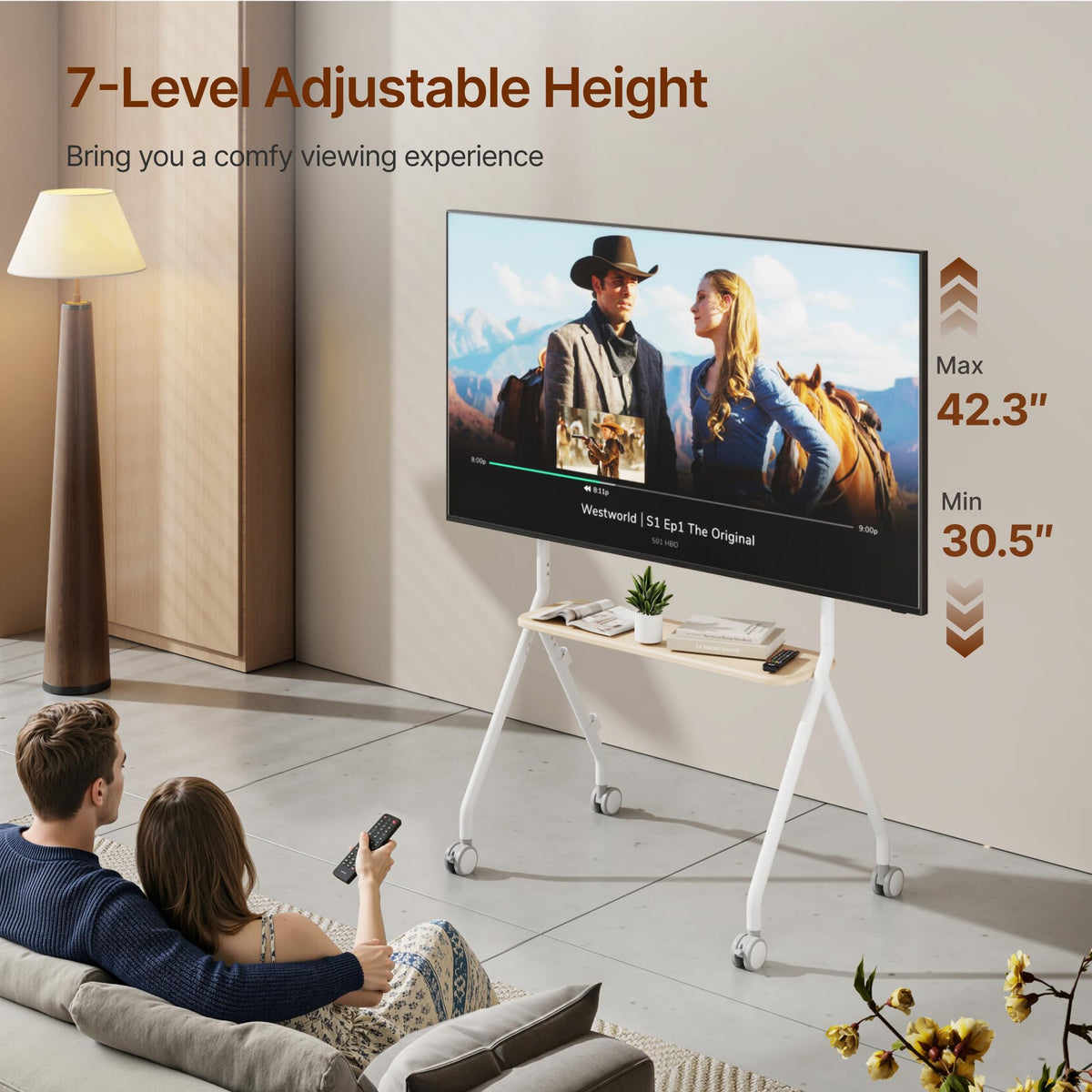 White Rolling TV Stand O43661