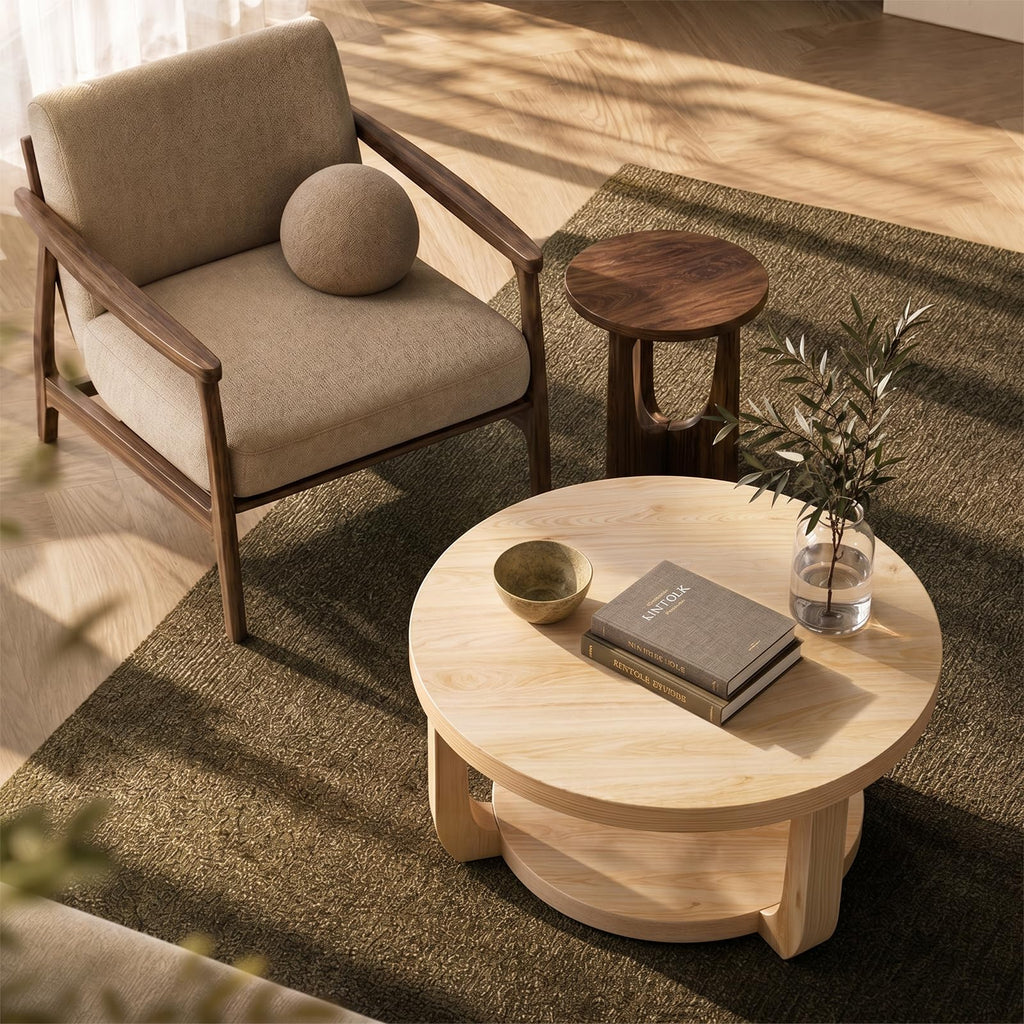 Round 2-Tier Coffee Table with Storage S6589