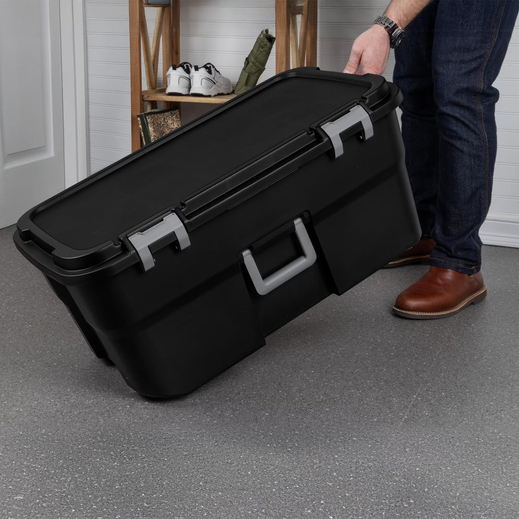 22 Gallon Black Wheeled Plastic Storage Trunk H509708