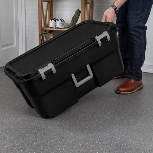 22 Gallon Black Wheeled Plastic Storage Trunk H509708