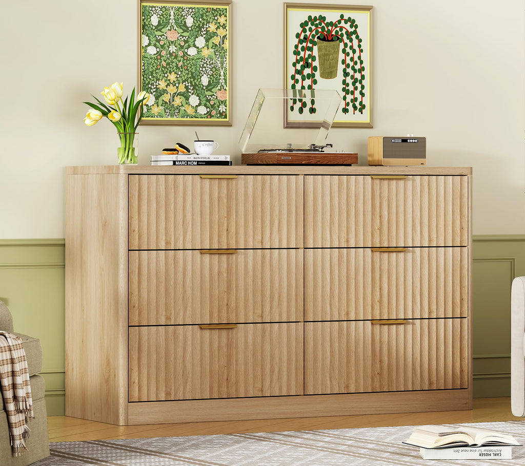 Fluted 6 Drawer Wood Dresser H681