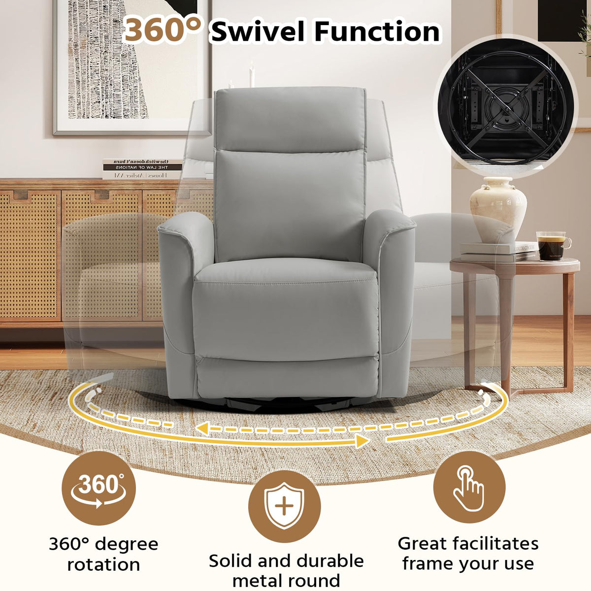 Manual Faux Leather Swivel Rocker Recliner Chair G154522