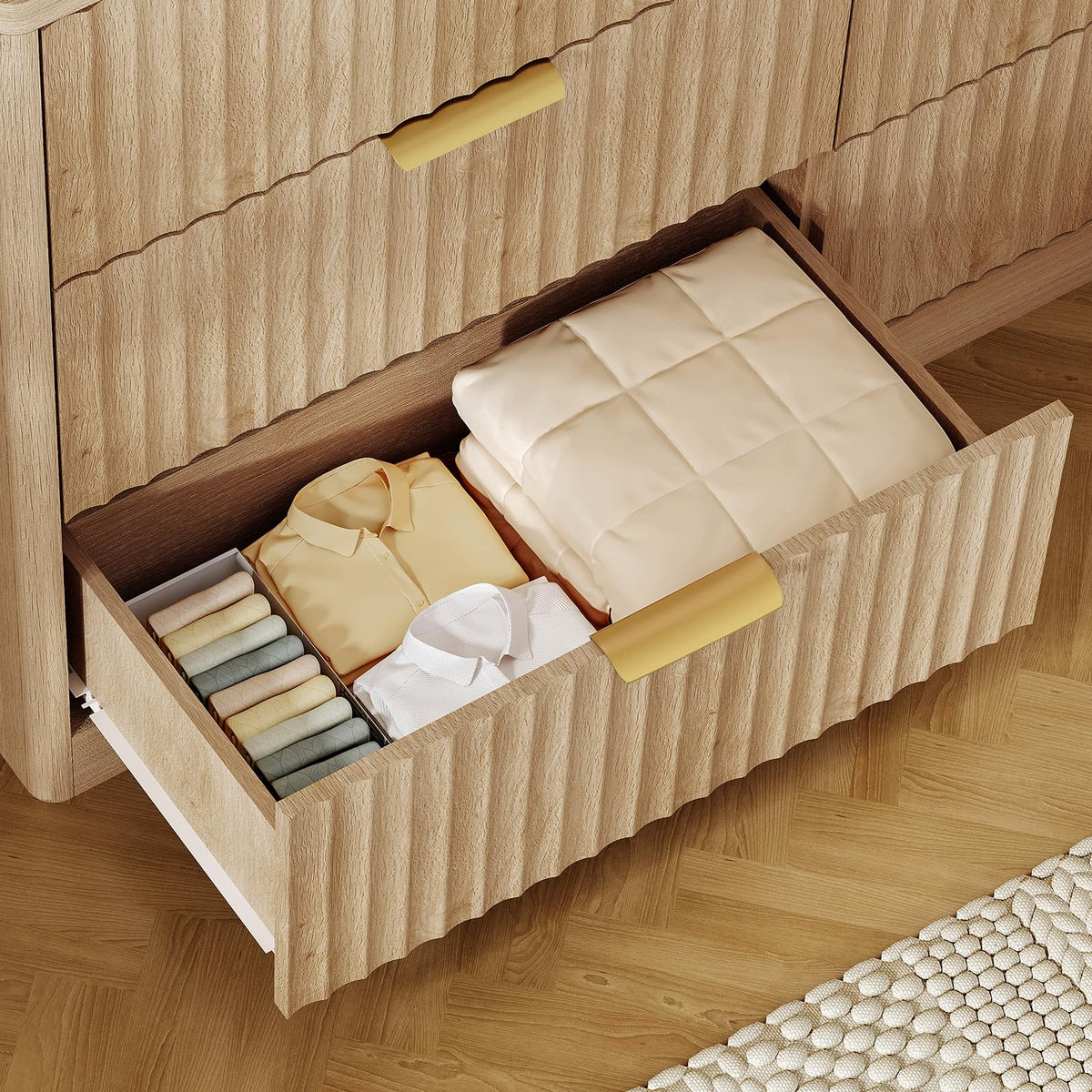 Fluted 6 Drawer Wood Dresser H681