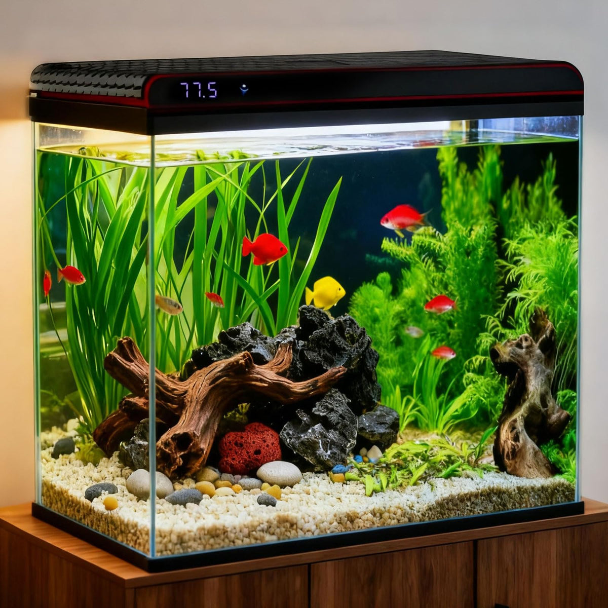 20 Gallon Glass Fish Tank Aquarium Starter Kit with LED Lights Filter Pump J56583