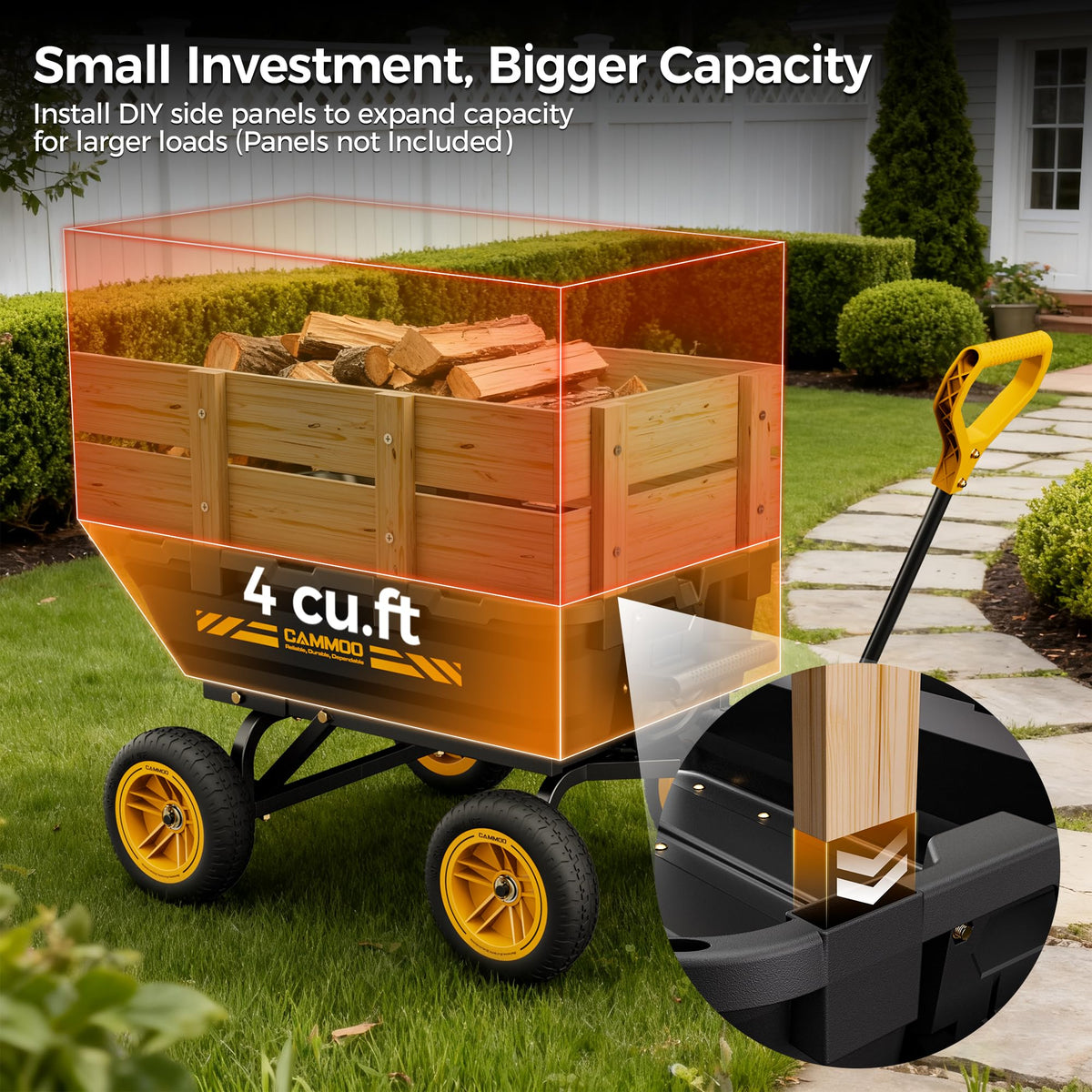 10-in No-Flat Tires Garden Dump Cart Wheelbarrow V794