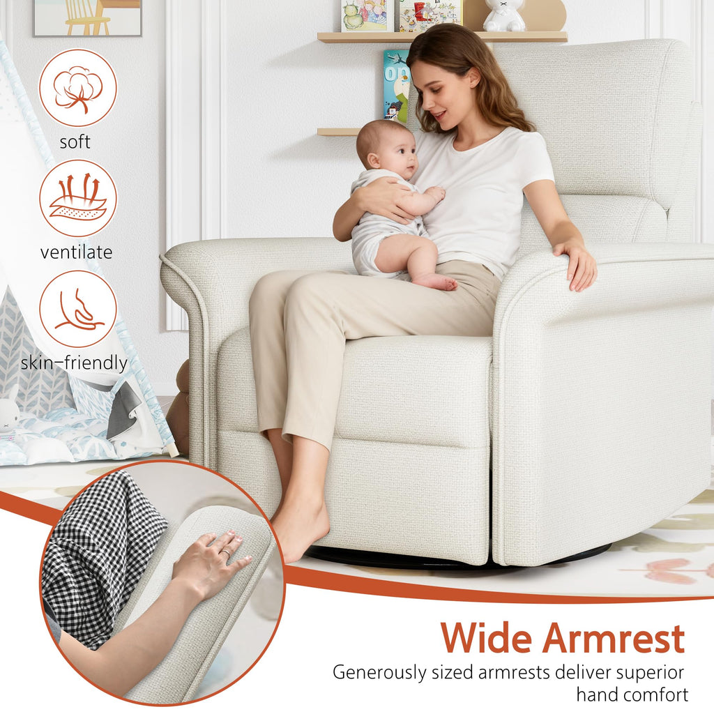Fabric Light Gray Swivel Rocker Recliner Chair I464