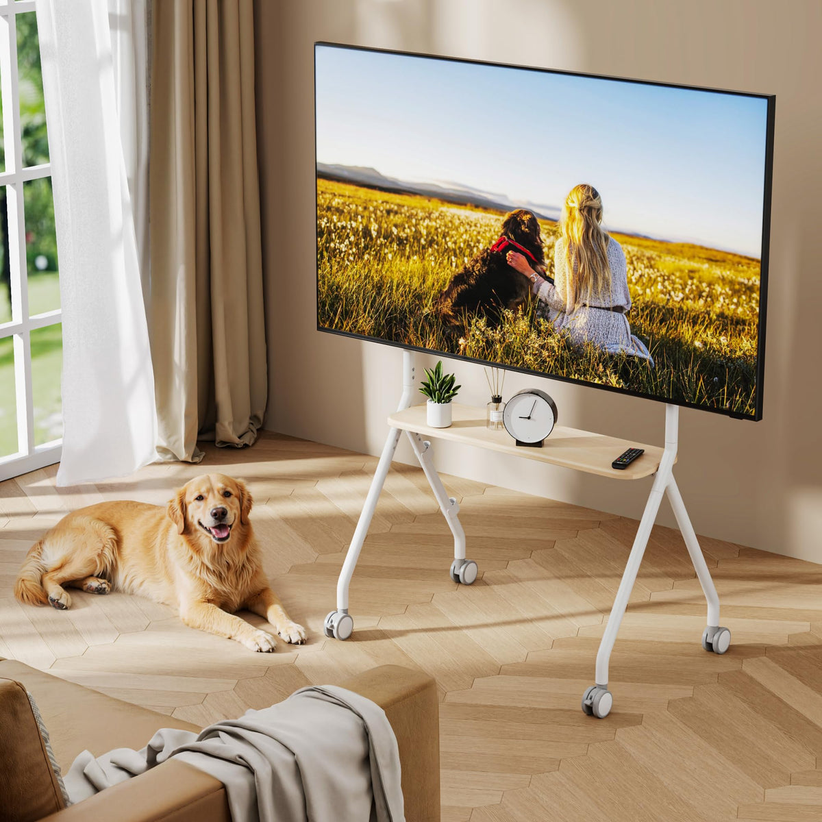 White Rolling TV Stand O43661