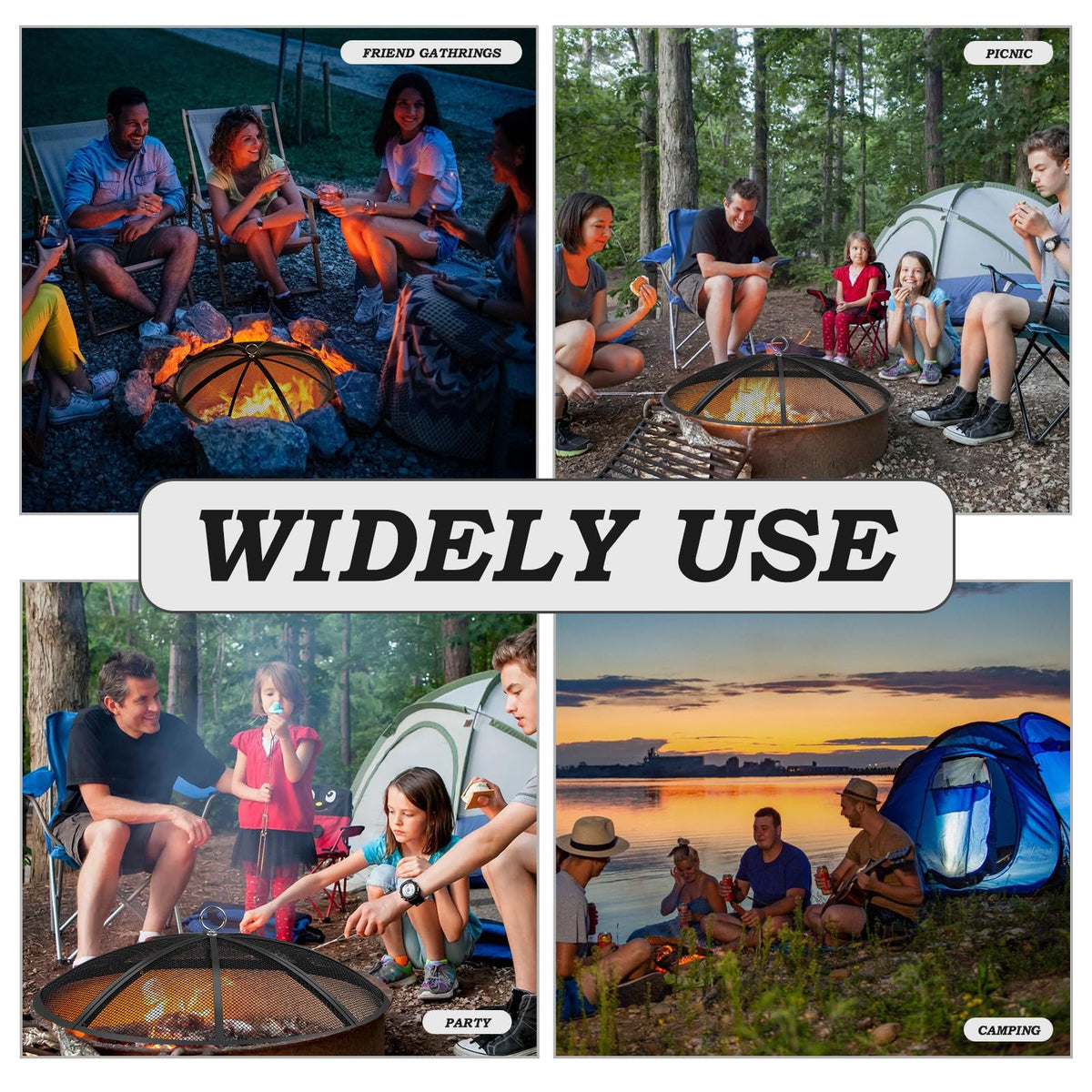 30 Inch Heavy Duty Metal Mesh Fire Pit Spark Screen with Handle & Poker P4155