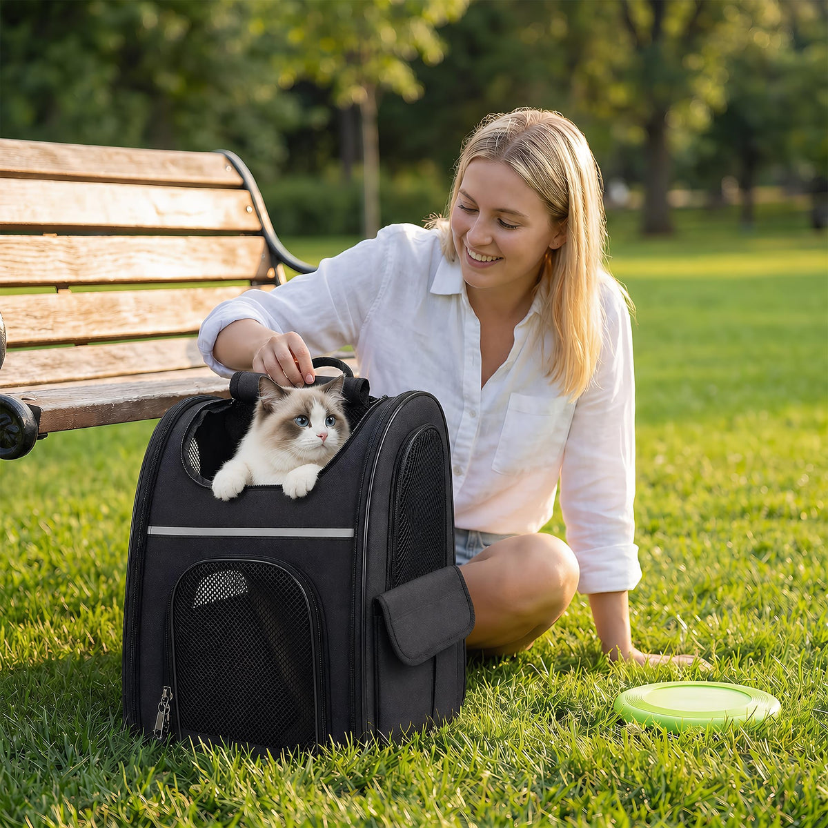 Expandable Cat Backpack Carrier with Breathable Mesh U699963