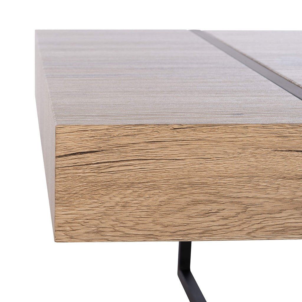 Rectangular Wood Top Black Metal Base Coffee Table U865