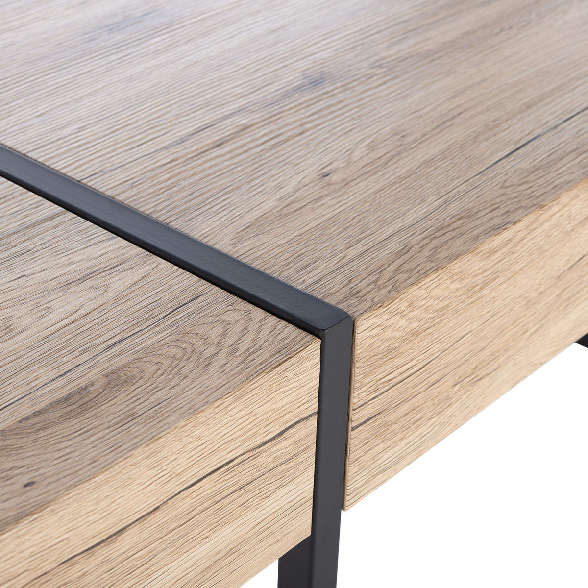 Rectangular Wood Top Black Metal Base Coffee Table U865